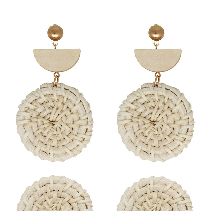 Wholesale Fashion Creative Hand-woven Rattan Vintage Tassel Earrings